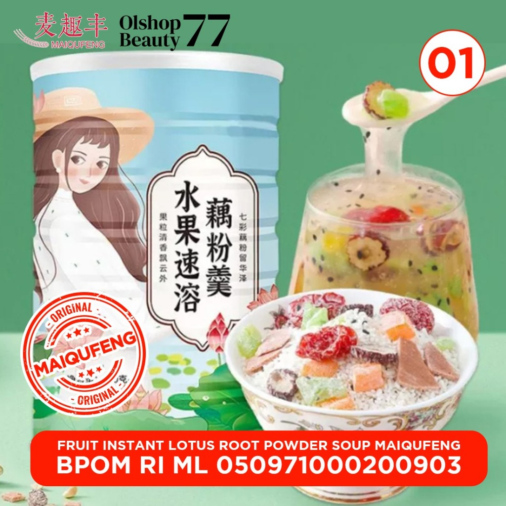 OUFEN LOTUS ROOT POWDER BUBUK AKAR TERATAI ORI 100% MAKANAN DIET SUDAH BPOM /FRUIT LOTUS ROOT / WHITE FUNGUS,RED DATES AND LOTUS /CHIA SEED NUT INSTAN LOTUS ROOT / PITAYA NUT /OSMANTHIC NUT LOTUS ROOT/ROSE NUT AND LOTUS ROOT - Gambar 2