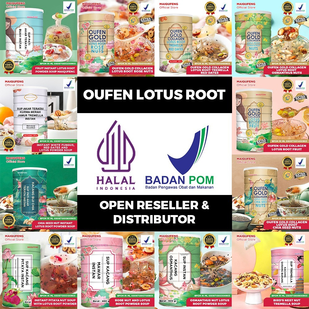 OUFEN LOTUS ROOT POWDER BUBUK AKAR TERATAI ORI 100% SUDAH BPOM / PURPLE POTATO NUT LOTUS ROOT SOUP/ROSE CHIA SEED NUT/PUERARIA YAM CORN/GOLD COLLAGEN LOTUS ROOT ROSE NUT - Gambar 2