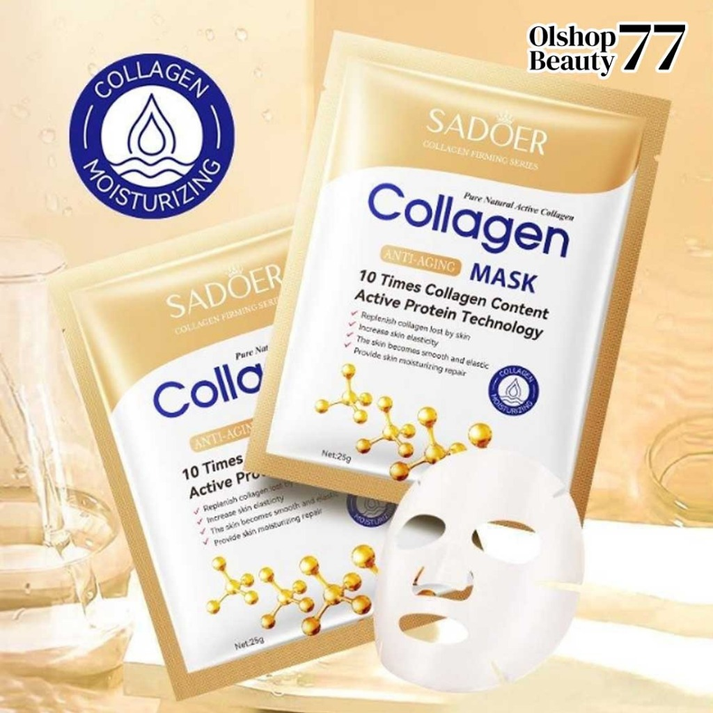 MASKER COLLAGEN SADOER PELEMBAP WAJAH MENCERAH WAJAH ANTI PENUAAN MASK PURE NATURAL ACTIVE - Gambar 6