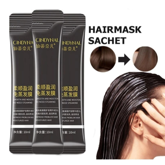 HAIR MASK CINDYNAL MASKER RAMBUT SACHET 10ML TREATMENT PELURUS RAMBUT AMPUH - Gambar 2