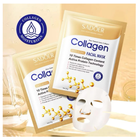 MASKER SADOER COLLAGEN SHEET MASK KOREA MASKER PERAWAT MENCERAH WAJAH MELEMBUTKAN - Gambar 2